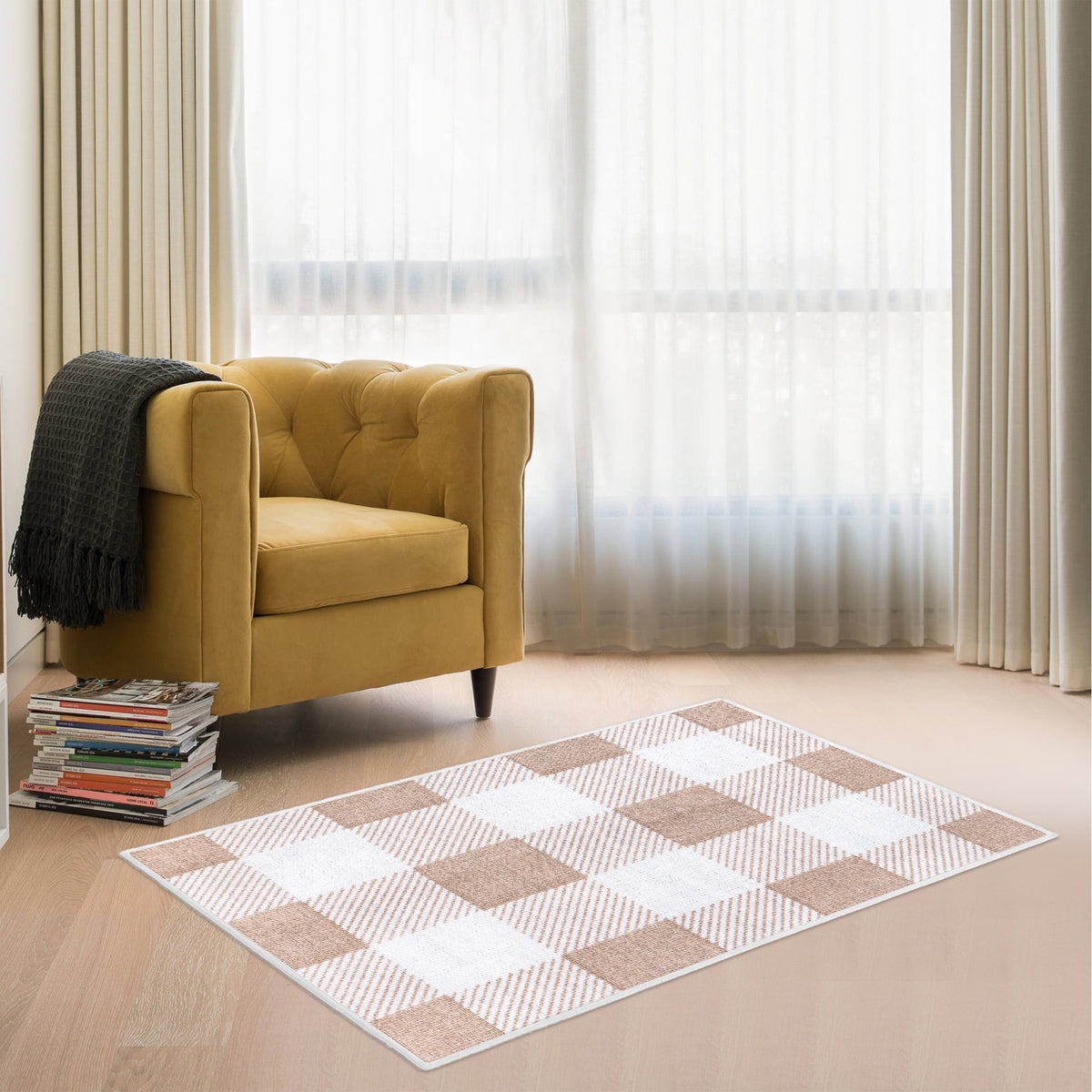 Brown Checkered Rug - Kim’s Signature Beauty & Accessories