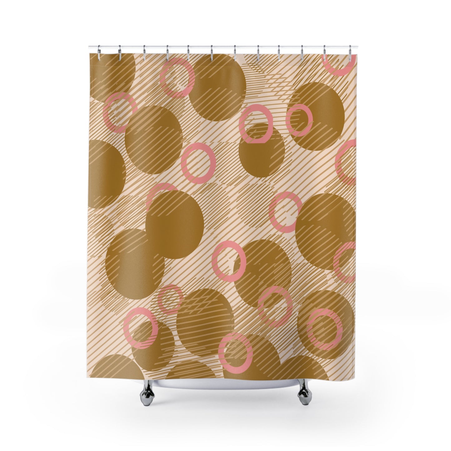 Brown & Pink Circle Design | Shower Curtain - Kim’s Signature Beauty & Accessories    
