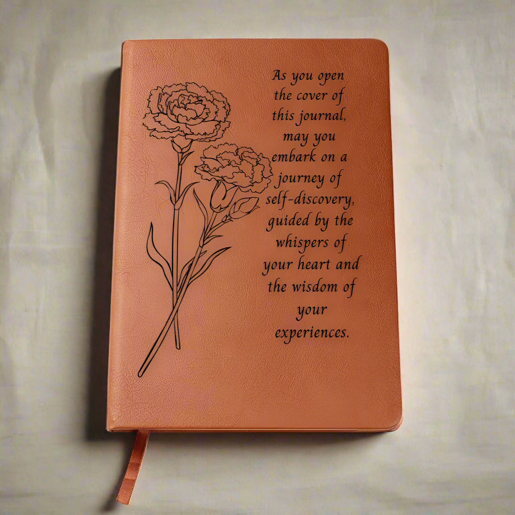 Carnation Leather Journal – Inspirational Vegan Notebook - Kim’s Signature Beauty & Accessories    