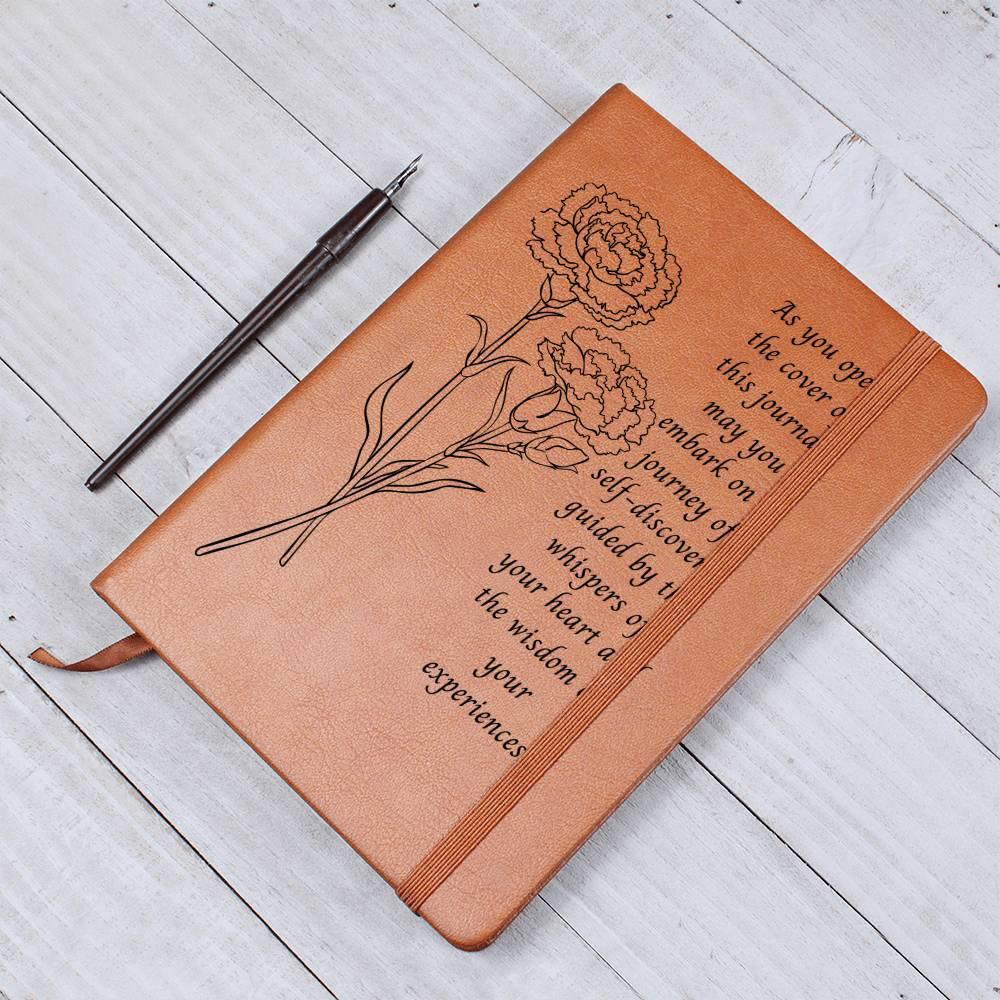 Carnation Leather Journal – Inspirational Vegan Notebook - Kim’s Signature Beauty & Accessories    