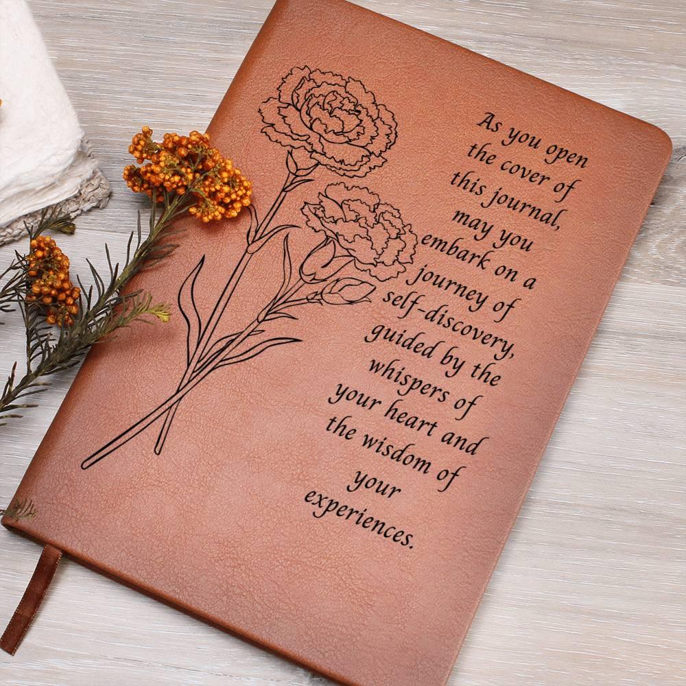 Carnation Leather Journal – Inspirational Vegan Notebook - Kim’s Signature Beauty & Accessories    