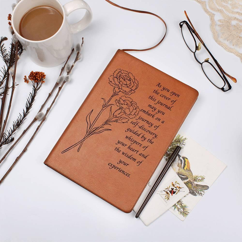 Carnation Leather Journal – Inspirational Vegan Notebook - Kim’s Signature Beauty & Accessories    