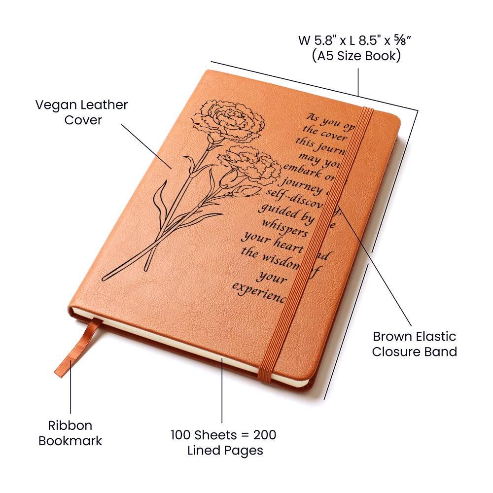 Carnation Leather Journal – Inspirational Vegan Notebook - Kim’s Signature Beauty & Accessories    