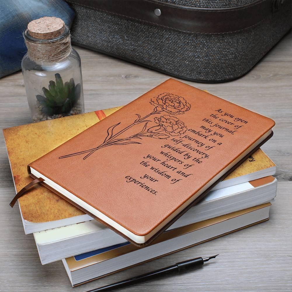 Carnation Leather Journal – Inspirational Vegan Notebook - Kim’s Signature Beauty & Accessories    