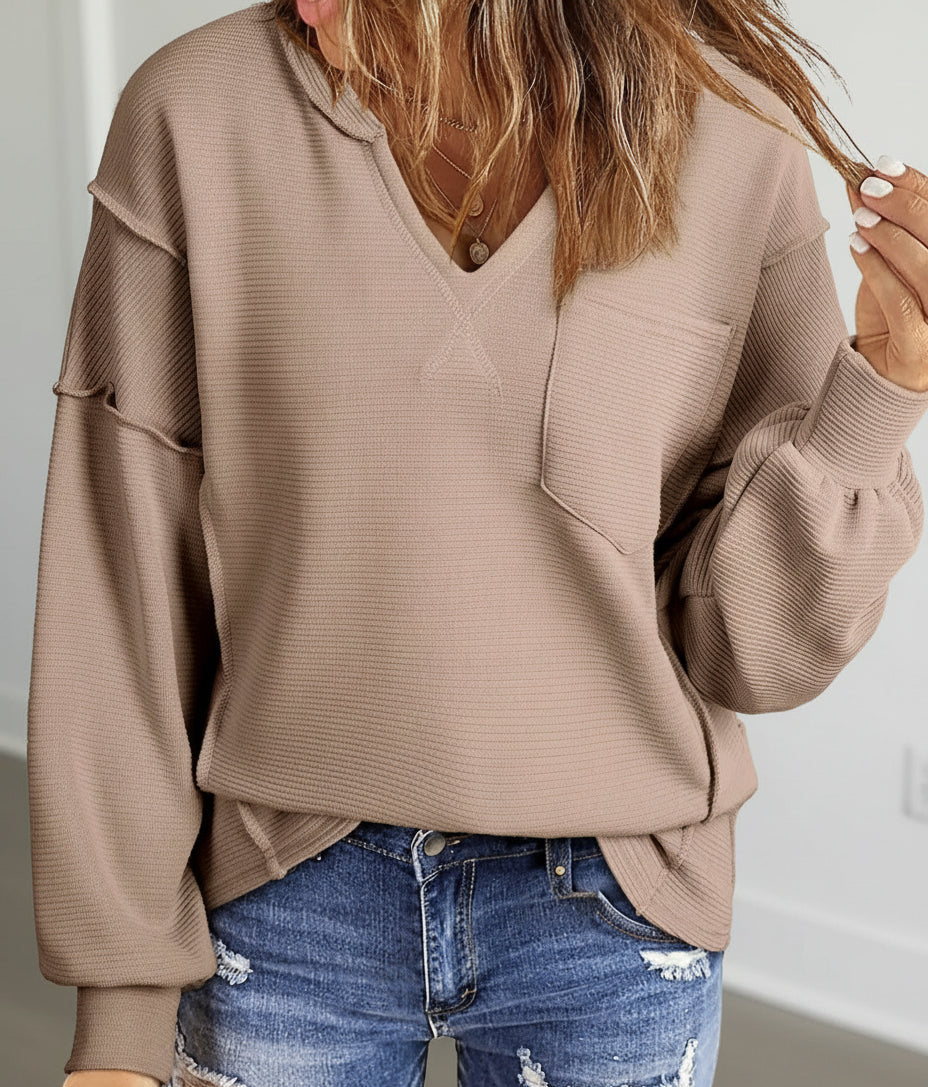 Casual Sweatshirts Waffle Knitted - Kim’s Signature Beauty & Accessories    