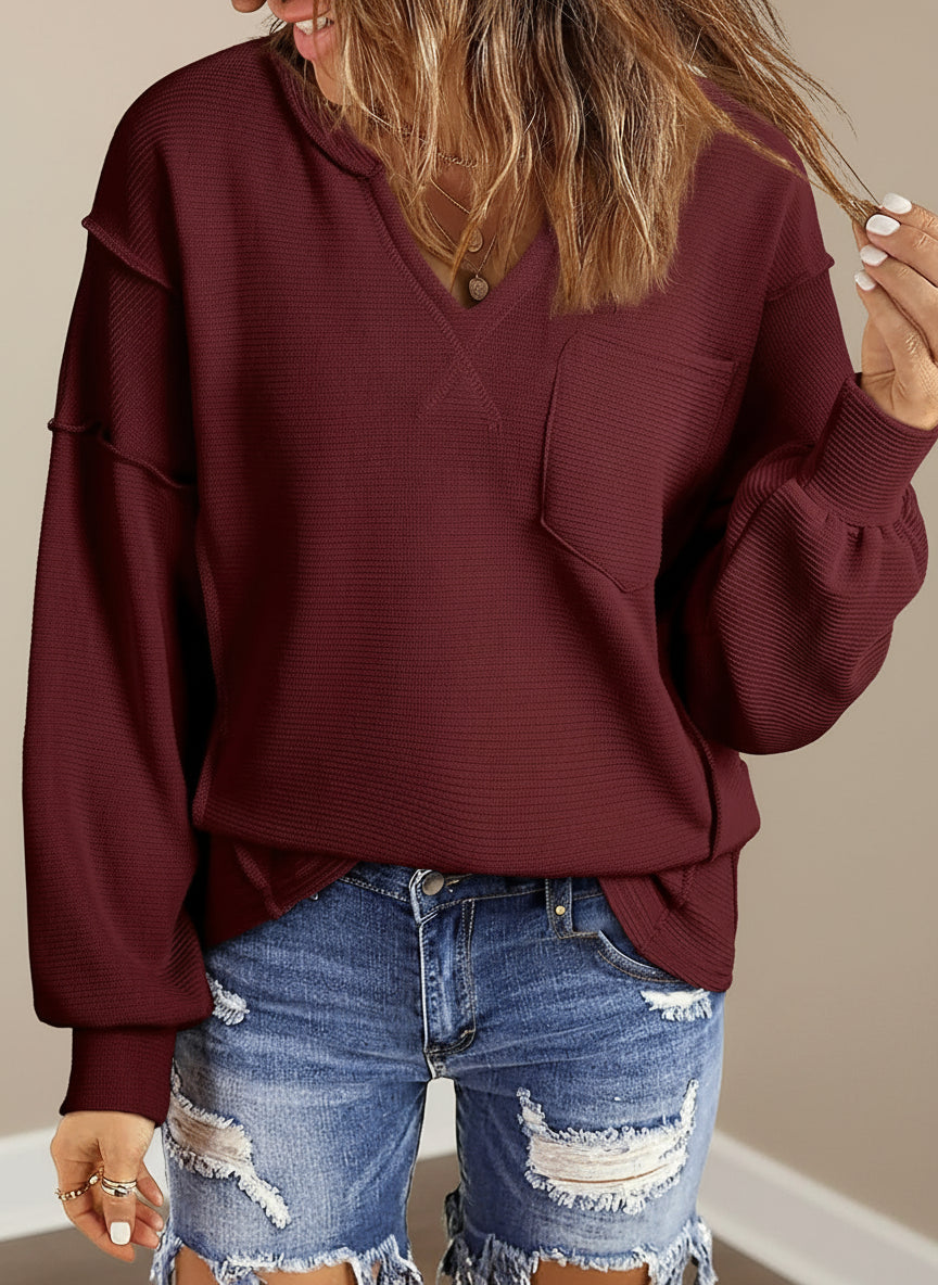 Casual Sweatshirts Waffle Knitted - Kim’s Signature Beauty & Accessories    