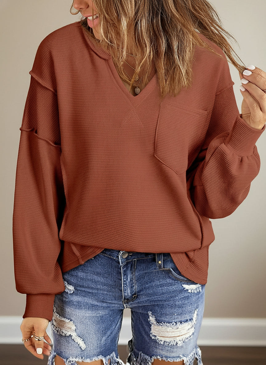 Casual Sweatshirts Waffle Knitted - Kim’s Signature Beauty & Accessories    