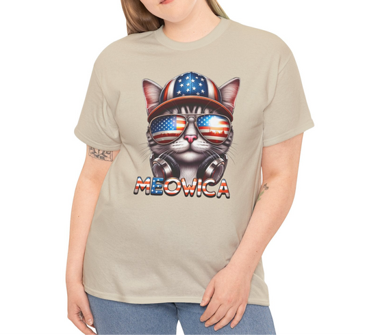 Cat Graphic Tee - Meowica Patriotic 4th of July Shirt - Kim’s Signature Beauty & Accessories    
