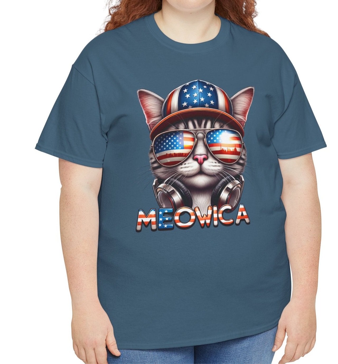 Cat Graphic Tee - Meowica Patriotic 4th of July Shirt - Kim’s Signature Beauty & Accessories    