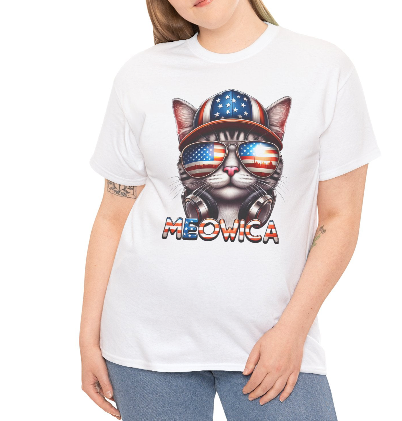 Cat Graphic Tee - Meowica Patriotic 4th of July Shirt - Kim’s Signature Beauty & Accessories    