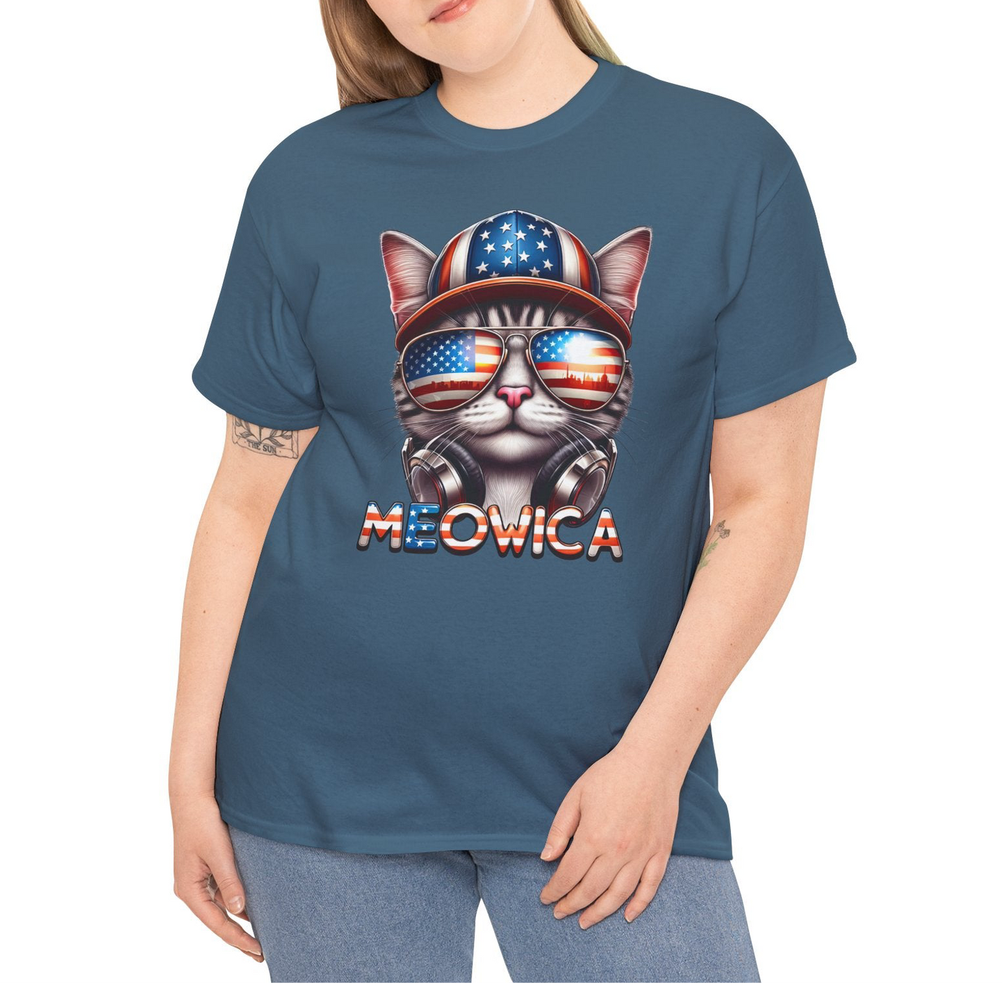 Cat Graphic Tee - Meowica Patriotic 4th of July Shirt - Kim’s Signature Beauty & Accessories    