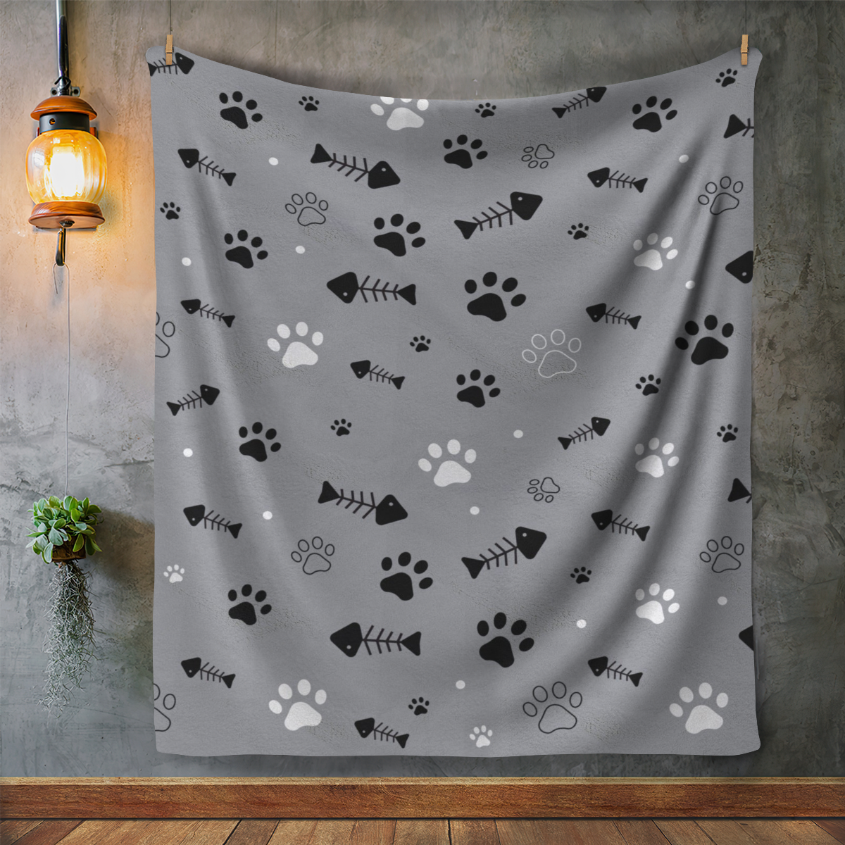 Cat Paws & Fish Bones Plush Blanket - Kim’s Signature Beauty & Accessories    