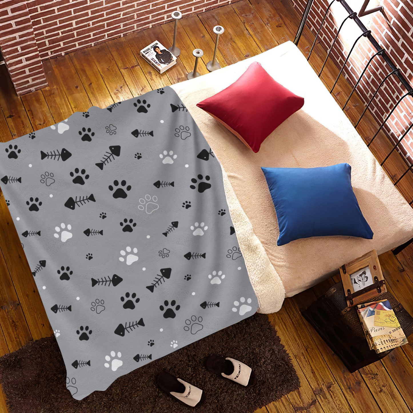 Cat Paws & Fish Bones Plush Blanket - Kim’s Signature Beauty & Accessories    