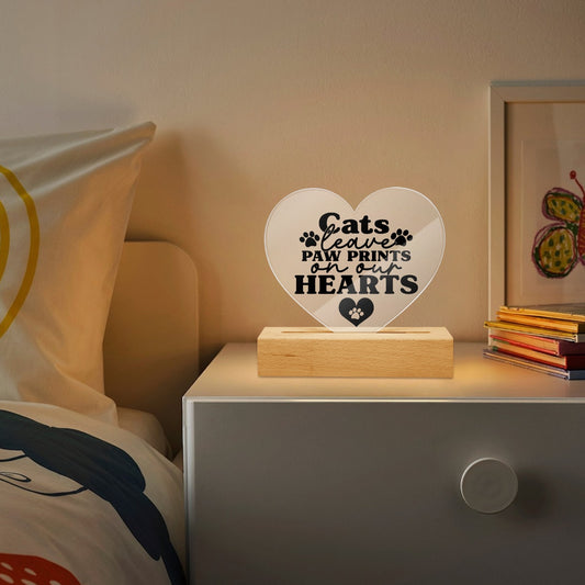 Cats Leave Paw Prints Acrylic Plaque with Stand - Heart - Kim’s Signature Beauty & Accessories    