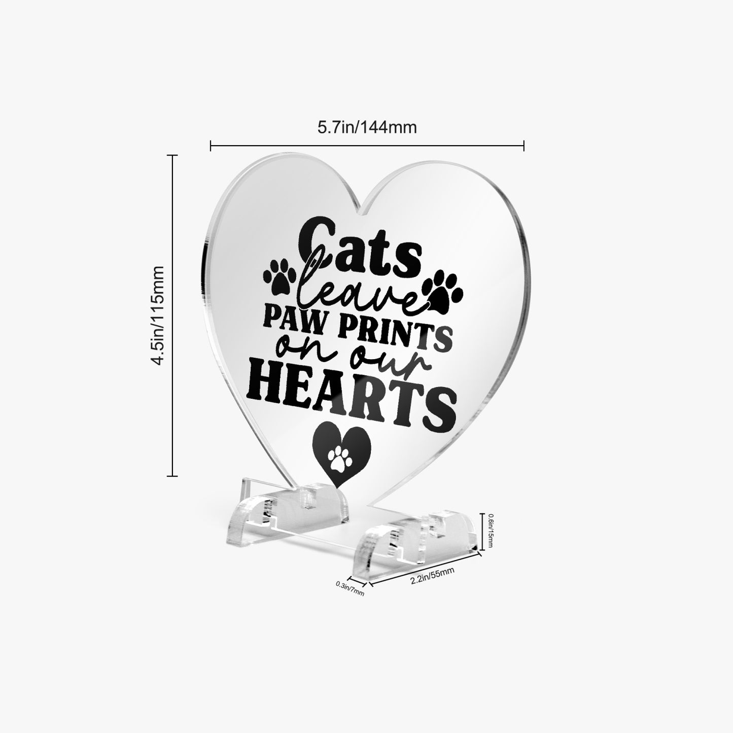 Cats Leave Paw Prints Acrylic Plaque with Stand - Heart - Kim’s Signature Beauty & Accessories    