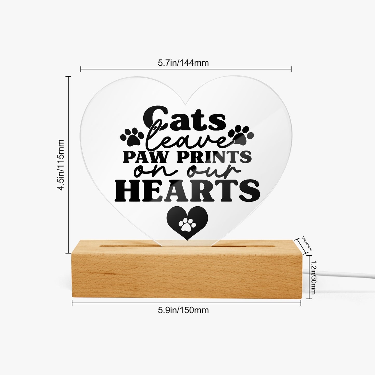 Cats Leave Paw Prints Acrylic Plaque with Stand - Heart - Kim’s Signature Beauty & Accessories    