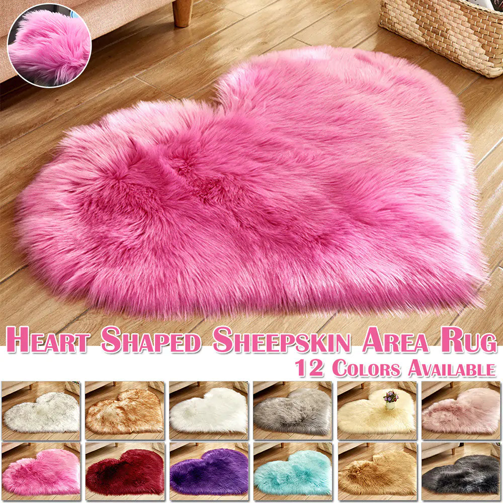 Heart-Shaped Faux Sheepskin Area Rug – 12 Colors - Kim’s Signature Beauty & Accessories    