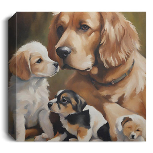 Charming Dog & Pups Canvas Art - Ready to Hang Wall Decor - Kim’s Signature Beauty & Accessories