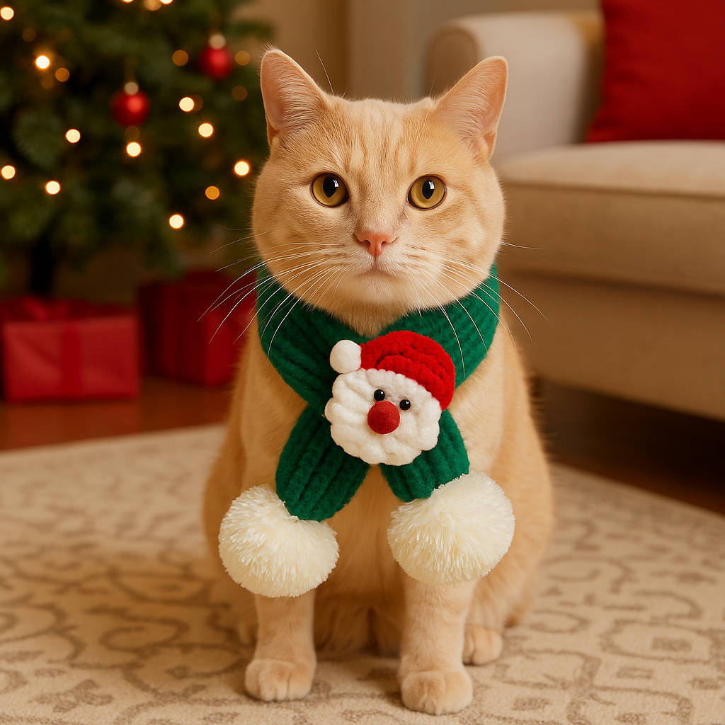 Christmas Knitted Pet Scarf for Dogs & Cats | Holiday Pet Accessory