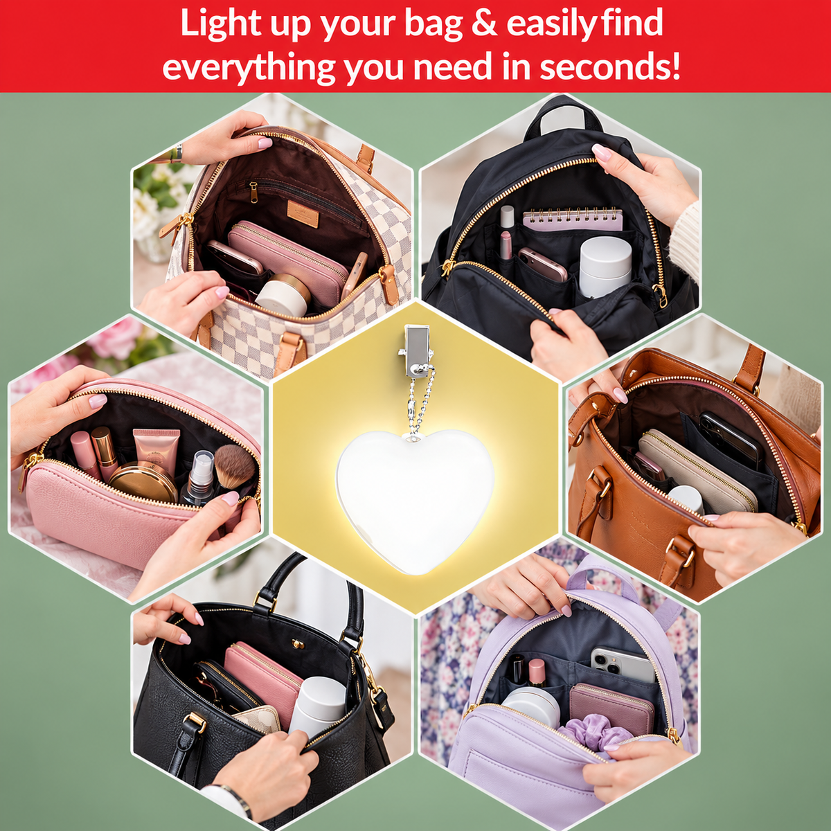 LED Automatic Sensor Purse Light – Heart Shaped