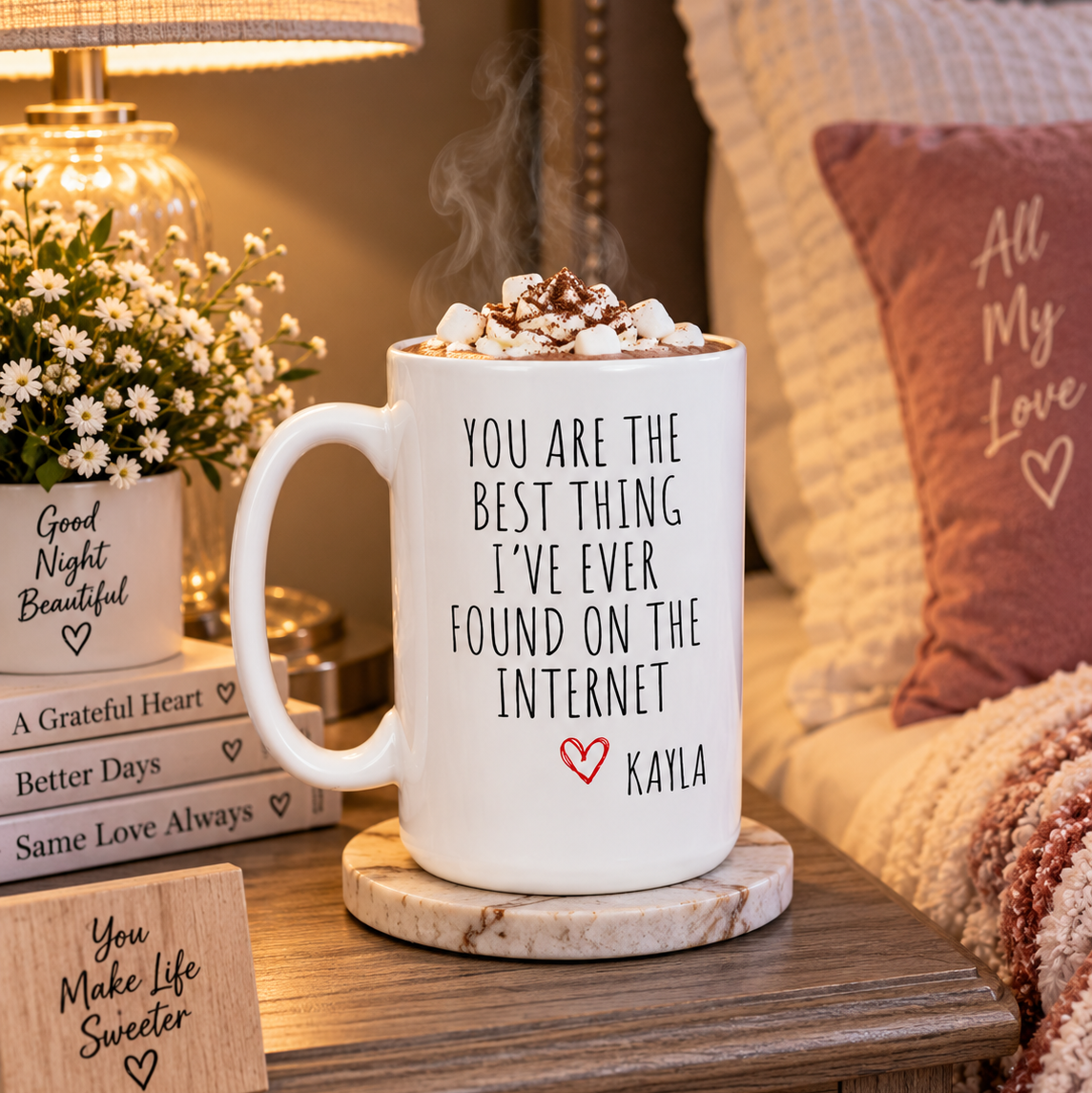 15oz persoanlized mug bedside with cocoa