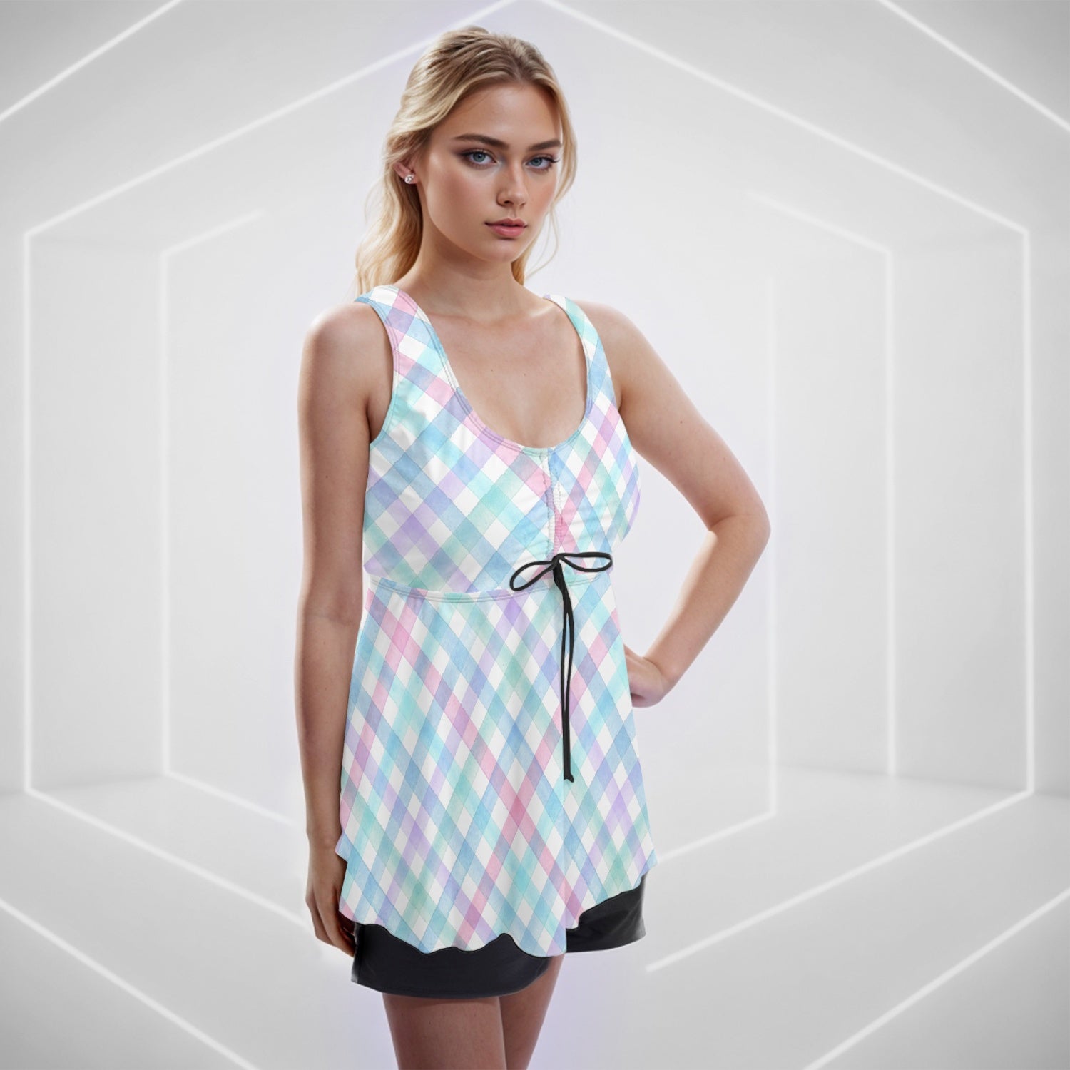 Checkered Chic | Women's Two-Piece Swimsuit - Kim’s Signature Beauty & Accessories    