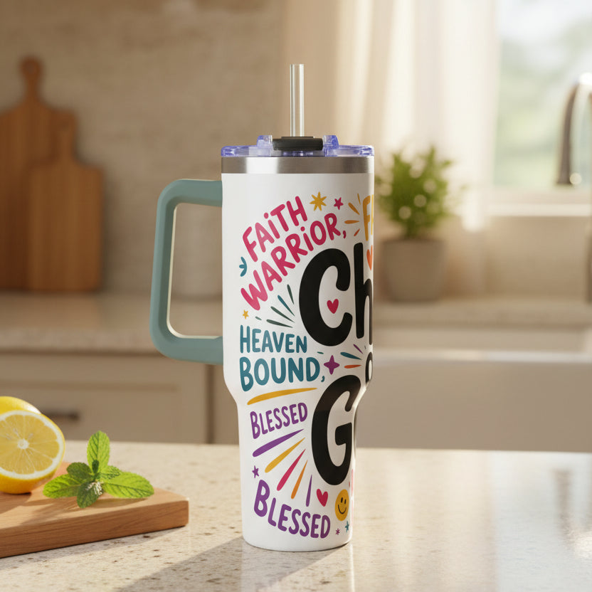 Child of God 40oz Tumbler - Faith Warrior Stainless Vacuum Cup - Kim’s Signature Beauty & Accessories