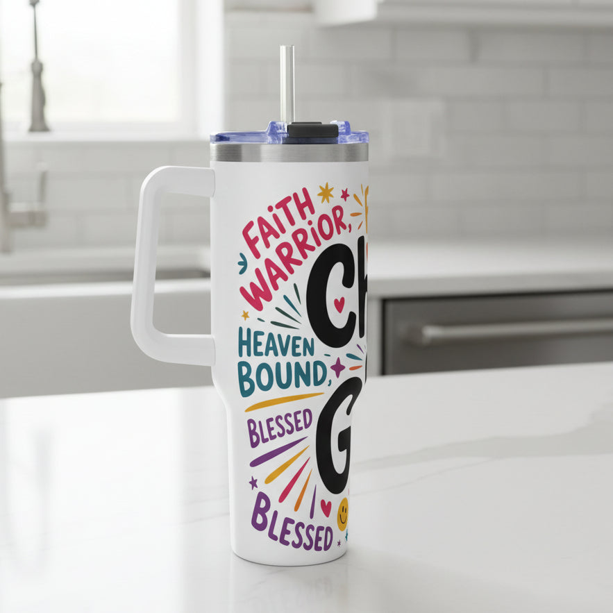 Child of God 40oz Tumbler - Faith Warrior Stainless Vacuum Cup - Kim’s Signature Beauty & Accessories