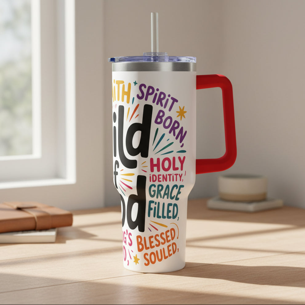 Child of God 40oz Tumbler - Faith Warrior Stainless Vacuum Cup - Kim’s Signature Beauty & Accessories