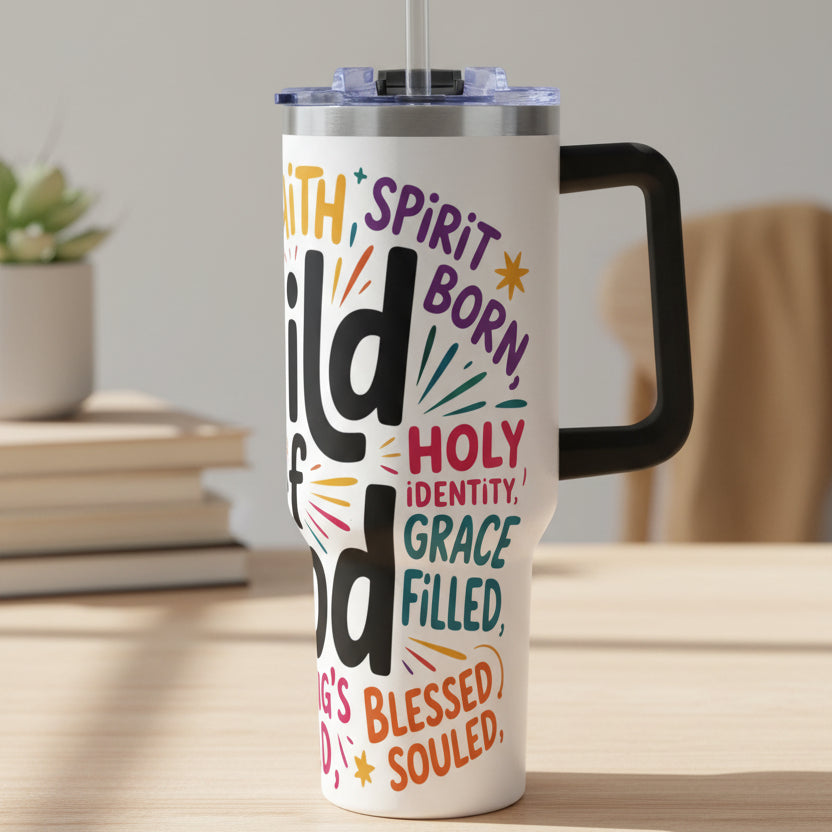 Child of God 40oz Tumbler - Faith Warrior Stainless Vacuum Cup - Kim’s Signature Beauty & Accessories