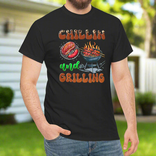 Chillin’ and Grillin’ BBQ T-Shirt – Funny Summer Unisex Tee for Backyard Cooks - Kim’s Signature Beauty & Accessories    