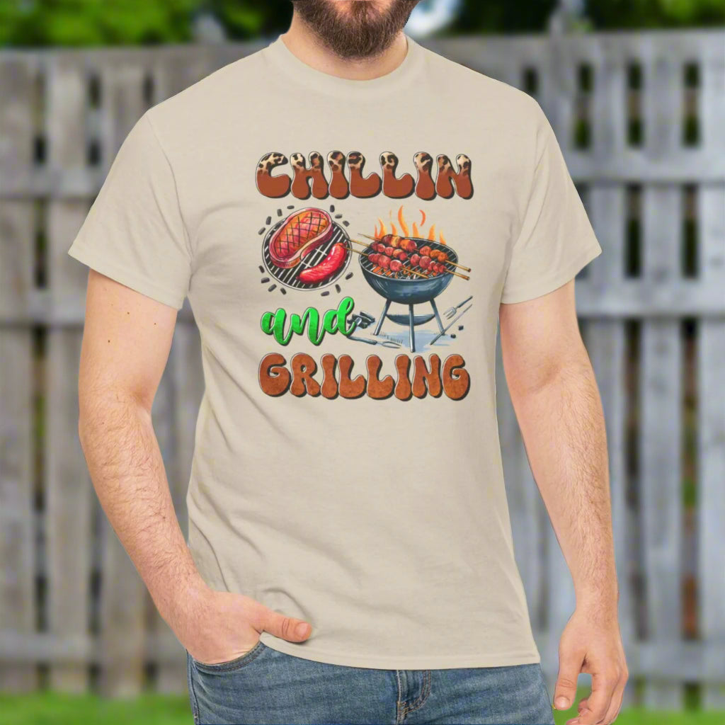 Chillin’ and Grillin’ BBQ T-Shirt – Funny Summer Unisex Tee for Backyard Cooks - Kim’s Signature Beauty & Accessories    