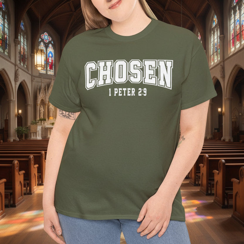 Chosen Unisex Heavy Cotton Tee - 1 Peter 2:9 Inspirational Shirt - Kim’s Signature Beauty & Accessories    