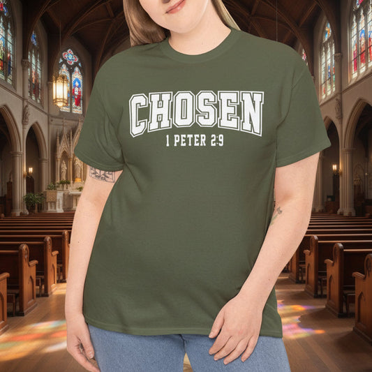 Chosen Unisex Heavy Cotton Tee - 1 Peter 2:9 Inspirational Shirt - Kim’s Signature Beauty & Accessories    