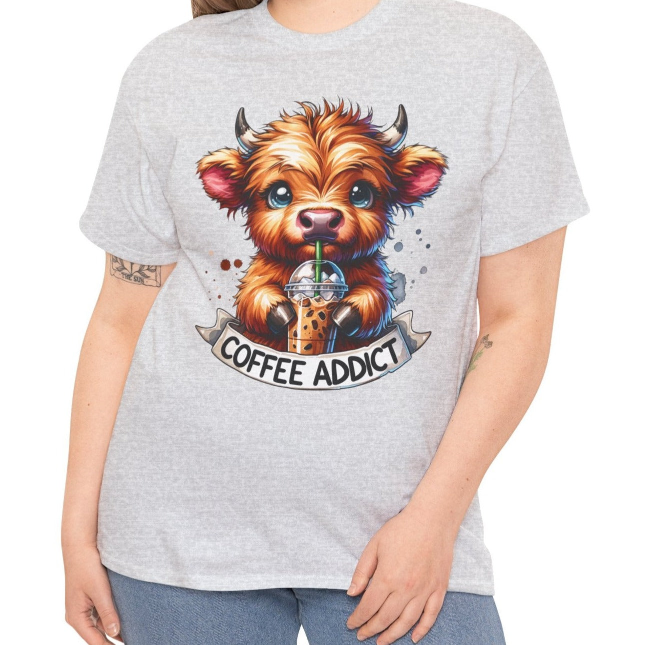 Coffee Addict Highland Cow Tee - Kim’s Signature Beauty & Accessories    