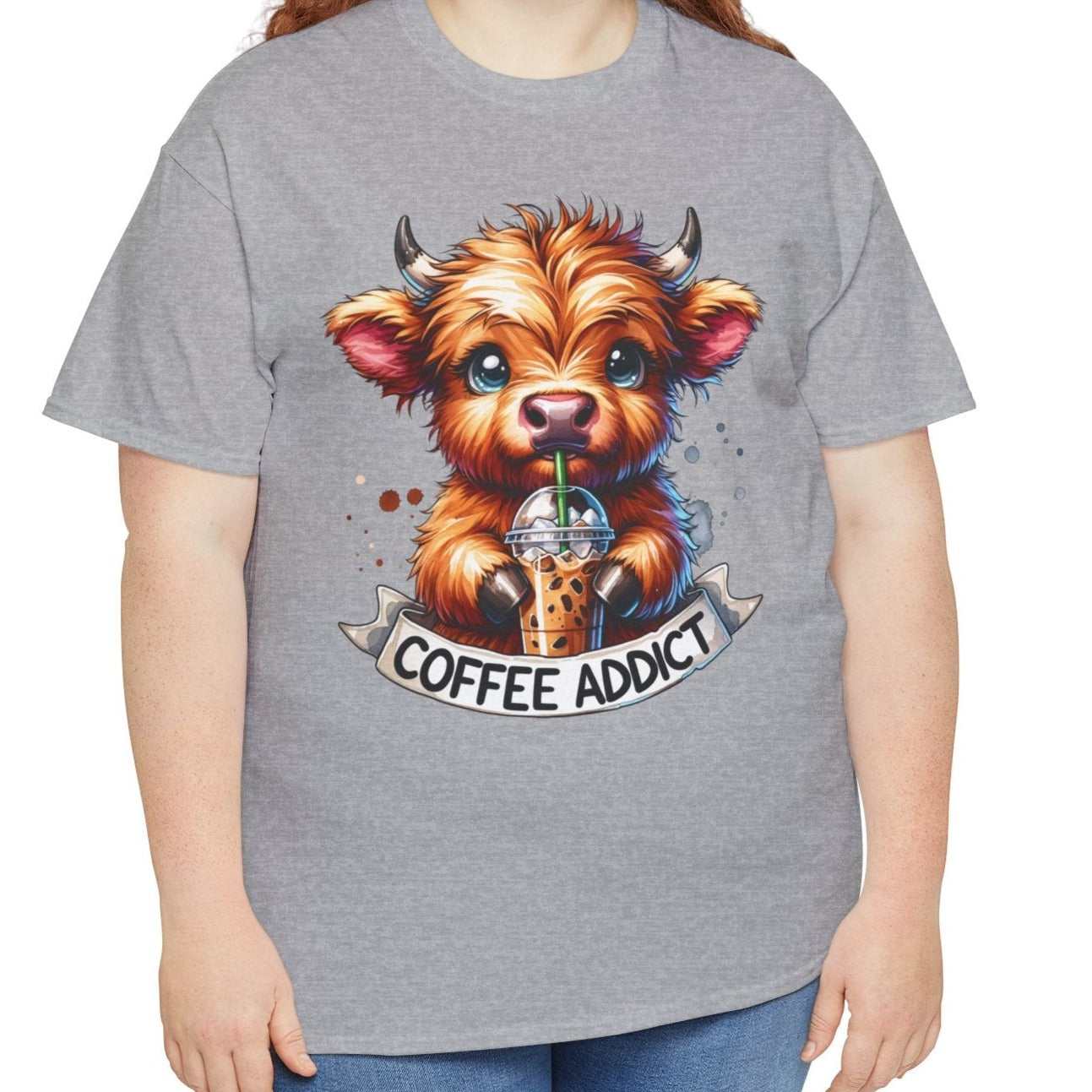 Coffee Addict Highland Cow Tee - Kim’s Signature Beauty & Accessories    