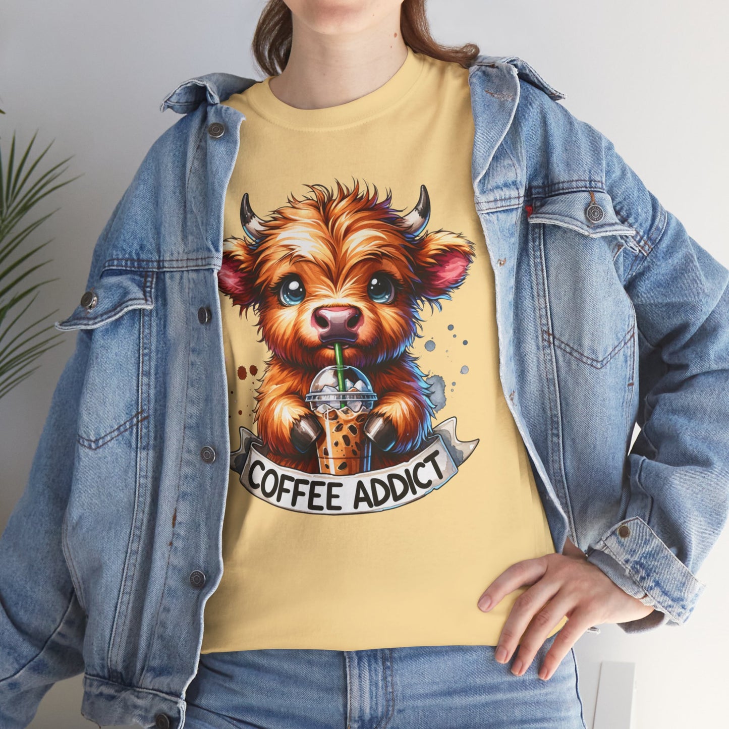 Coffee Addict Highland Cow Tee - Kim’s Signature Beauty & Accessories    