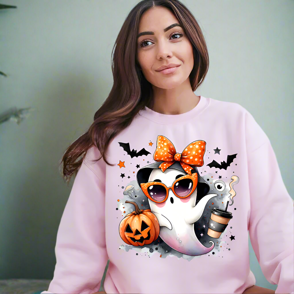 Coffee Drinking Ghost Sweatshirt - Kim’s Signature Beauty & Accessories    