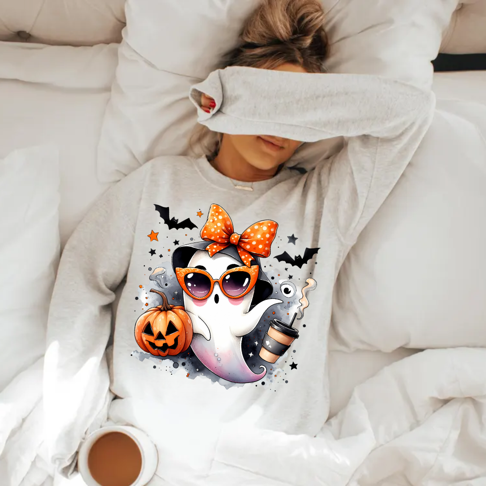 Coffee Drinking Ghost Sweatshirt - Kim’s Signature Beauty & Accessories    