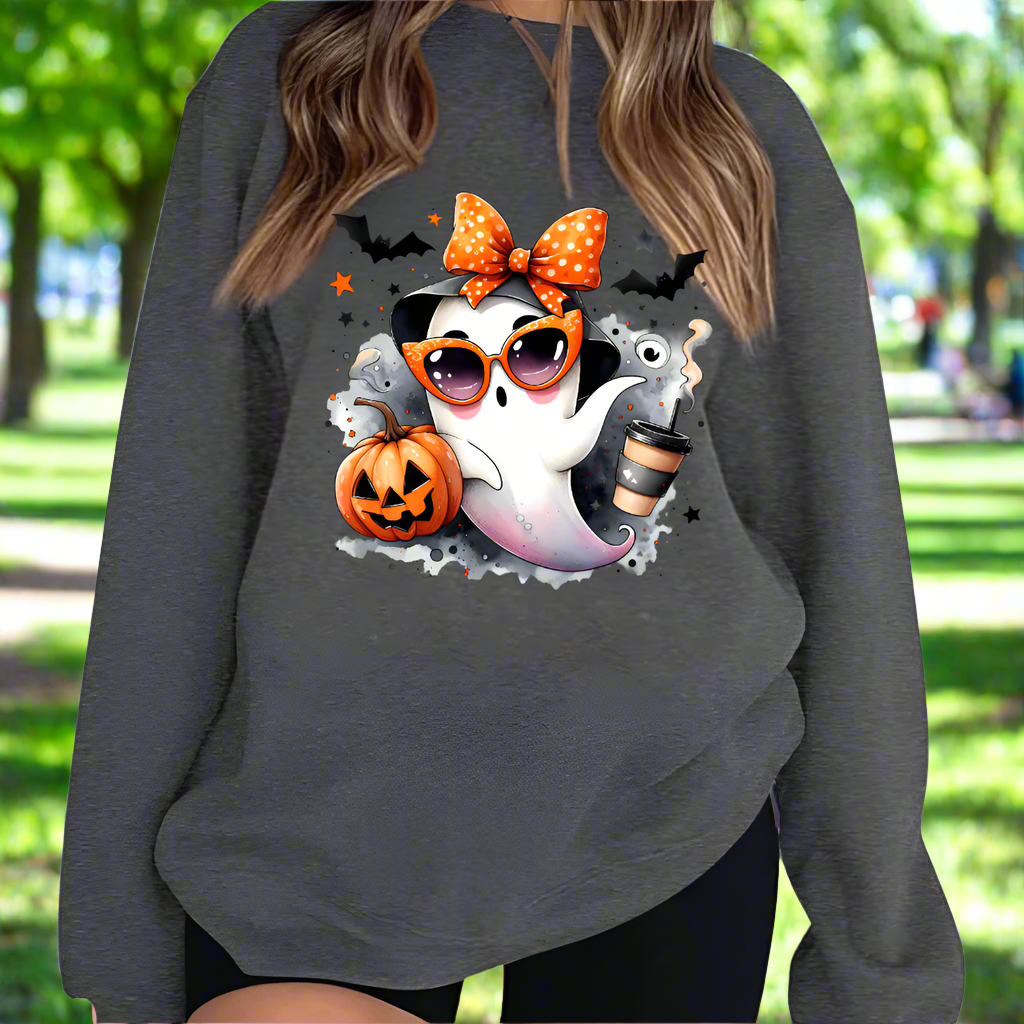 Coffee Drinking Ghost Sweatshirt - Kim’s Signature Beauty & Accessories    