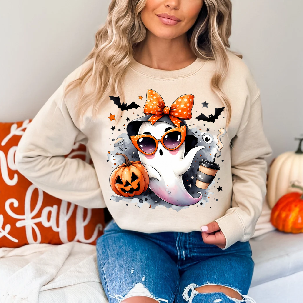 Coffee Drinking Ghost Sweatshirt - Kim’s Signature Beauty & Accessories    