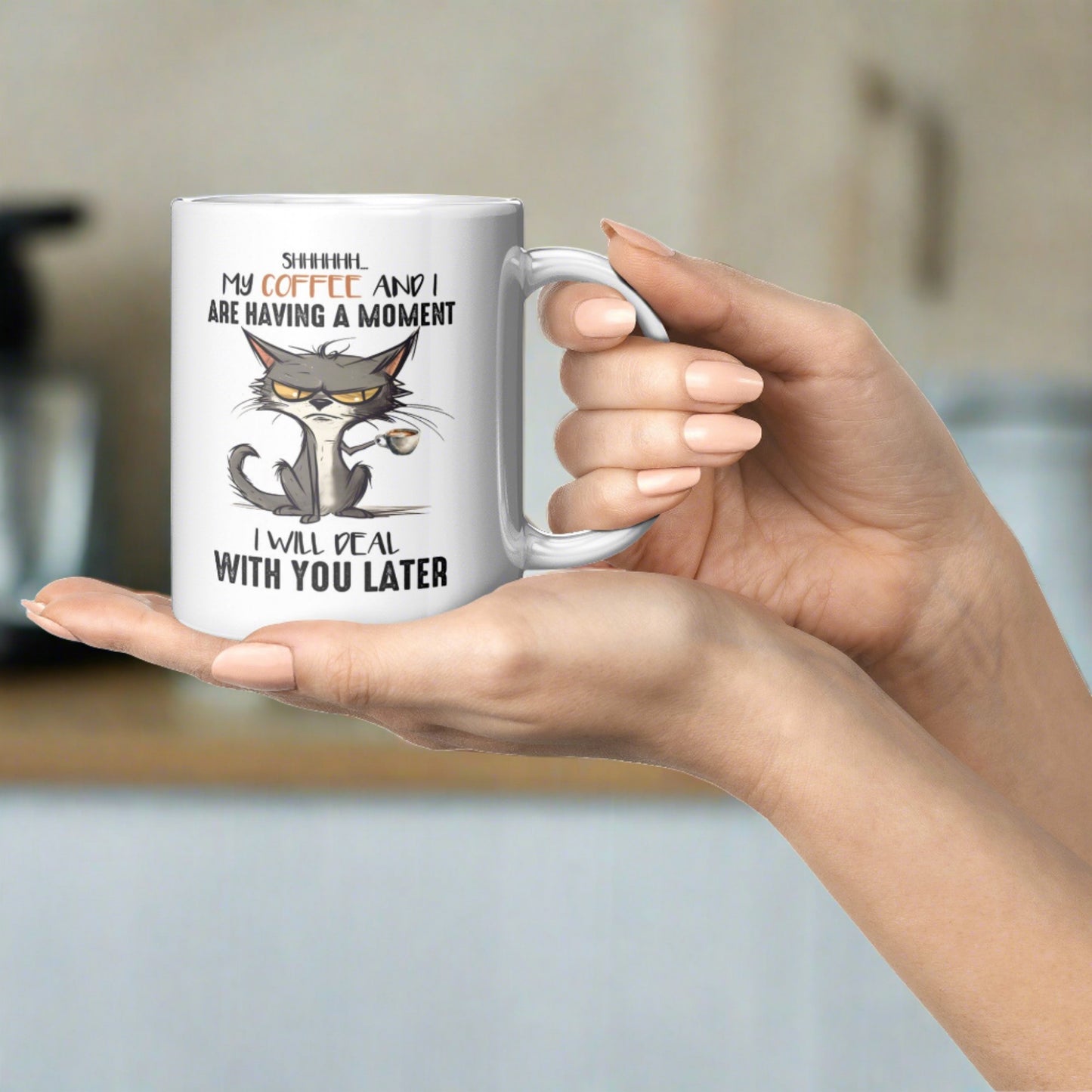 Coffee Moment | Funny Cat Mug - Kim’s Signature Beauty & Accessories    