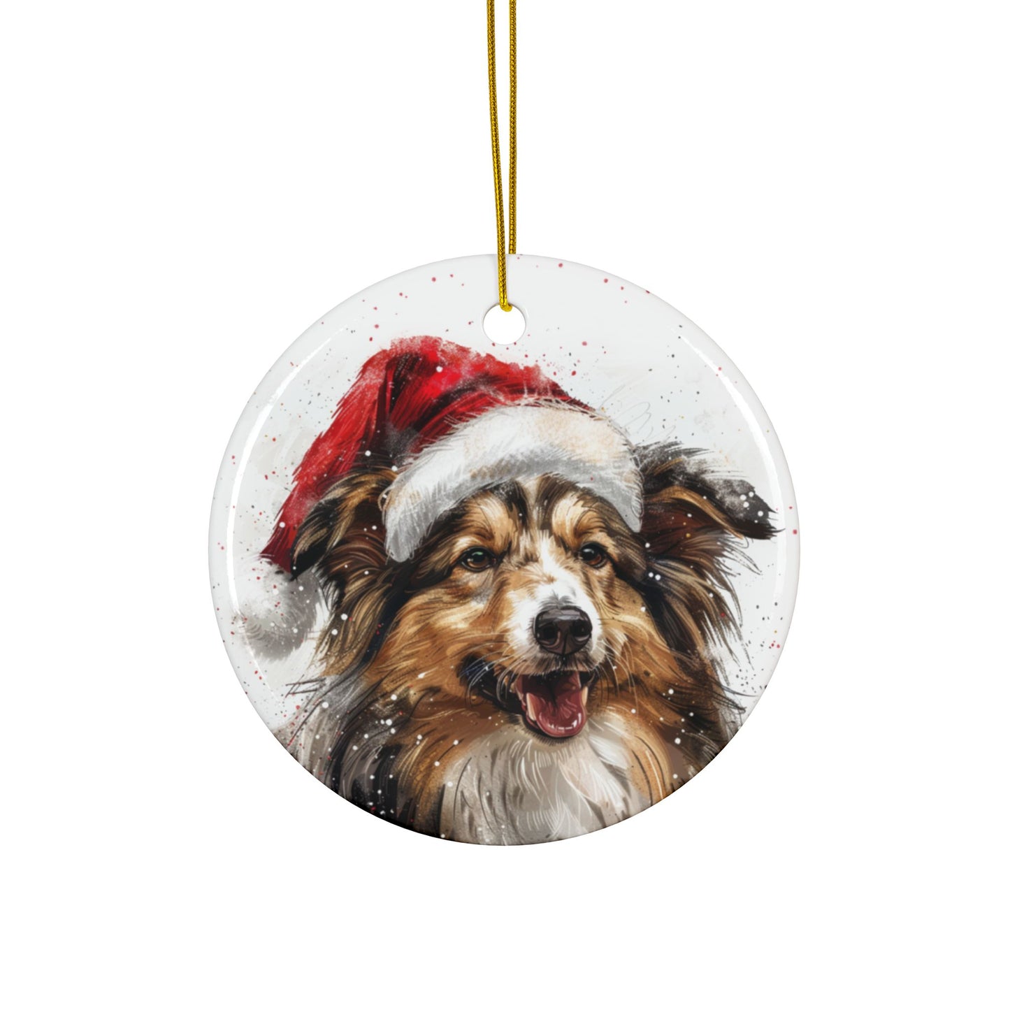 Collie Santa Ceramic Ornament, 2-Side Print - Kim’s Signature Beauty & Accessories    