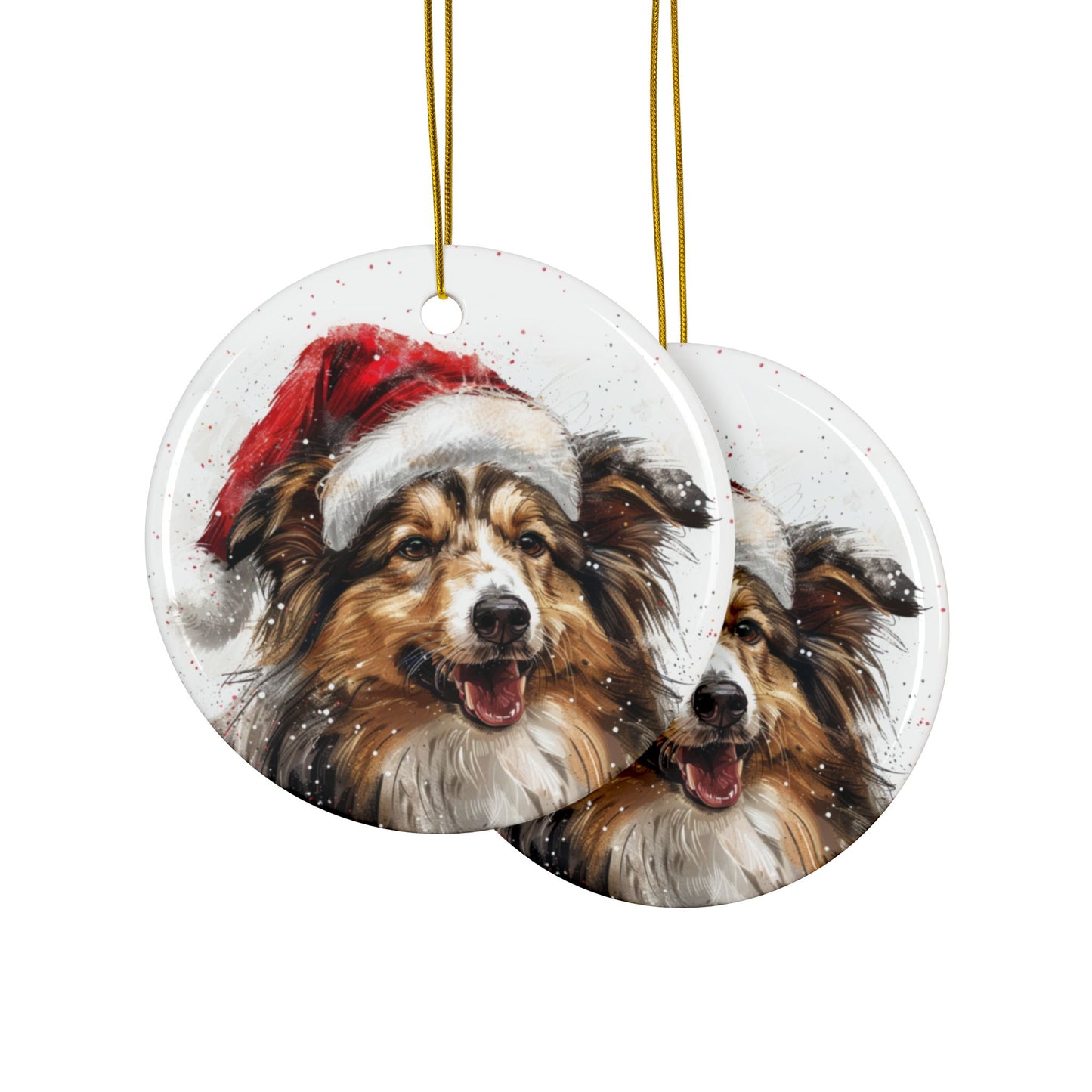 Collie Santa Ceramic Ornament, 2-Side Print - Kim’s Signature Beauty & Accessories    