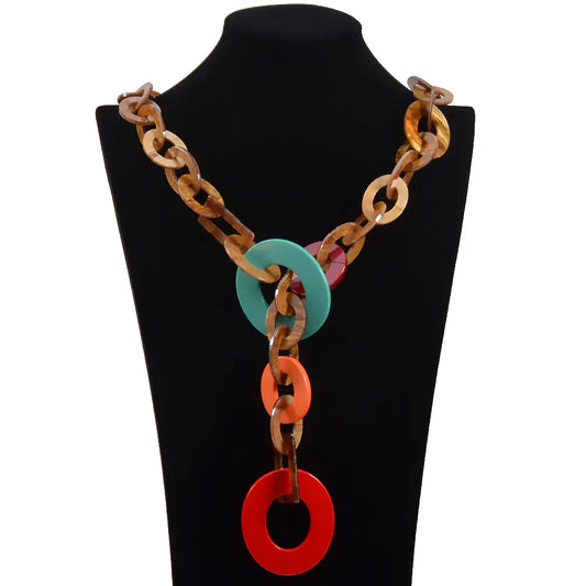 Colorful Acrylic Circle Statement Necklace – Lightweight & Bold - Kim’s Signature Beauty & Accessories    