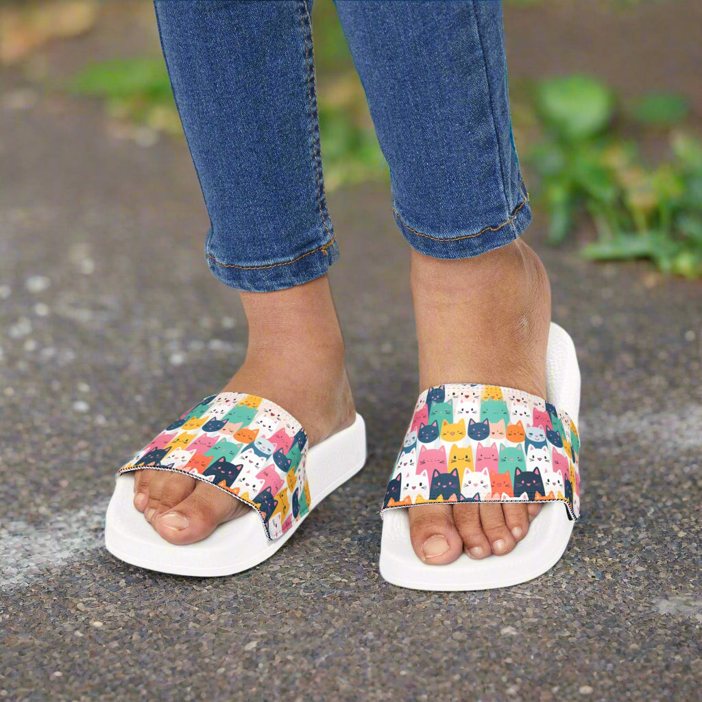 Colorful Cat Print Youth Sandals - Removable Strap Summer Fun - Kim’s Signature Beauty & Accessories    