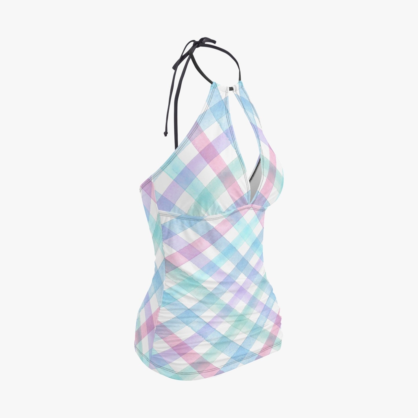 Colorful Checks | Halter Top Two-Piece Tankini Swimsuit - Kim’s Signature Beauty & Accessories    