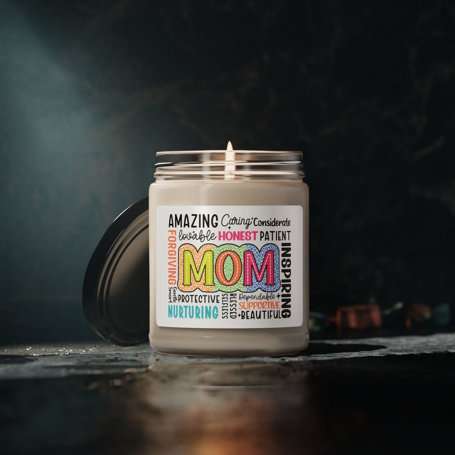 Colorful MOM Word Art Candle – Scented Gift for Mom - Kim’s Signature Beauty & Accessories    