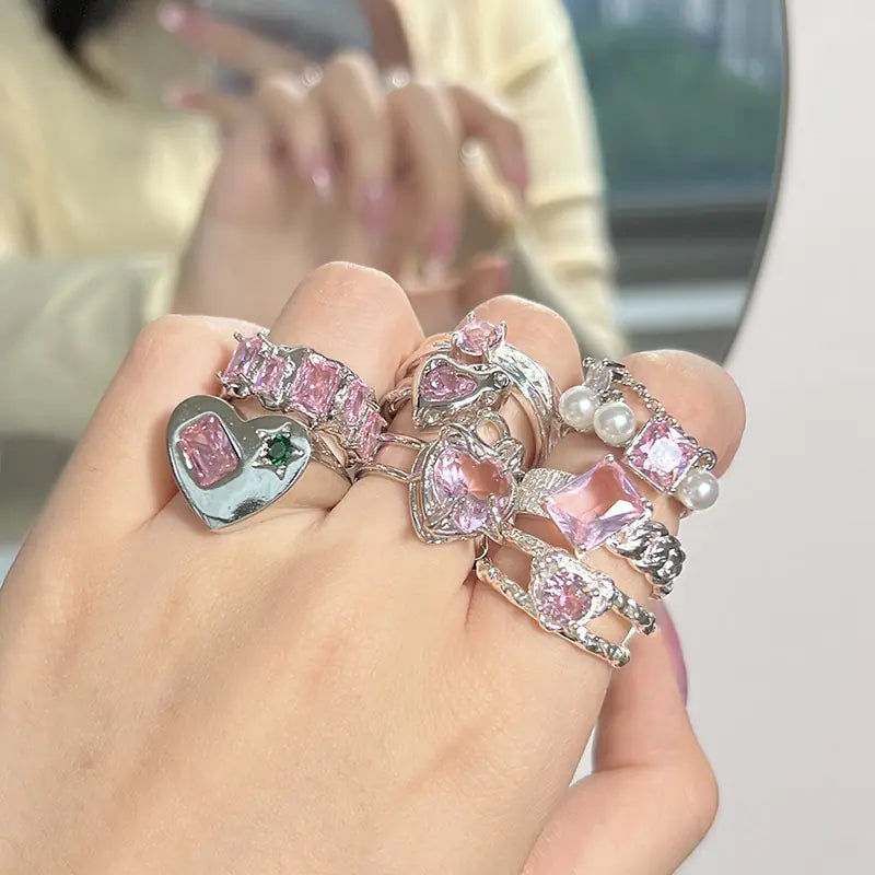 Colorful Stone Geometric Rings - Kim’s Signature Beauty & Accessories    