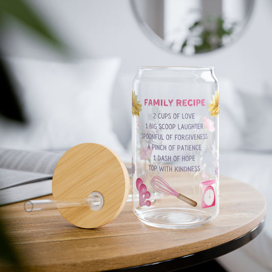 Family Recipe Sipper Glass - 16oz with Straw - Kim’s Signature Beauty & Accessories    (Store description)